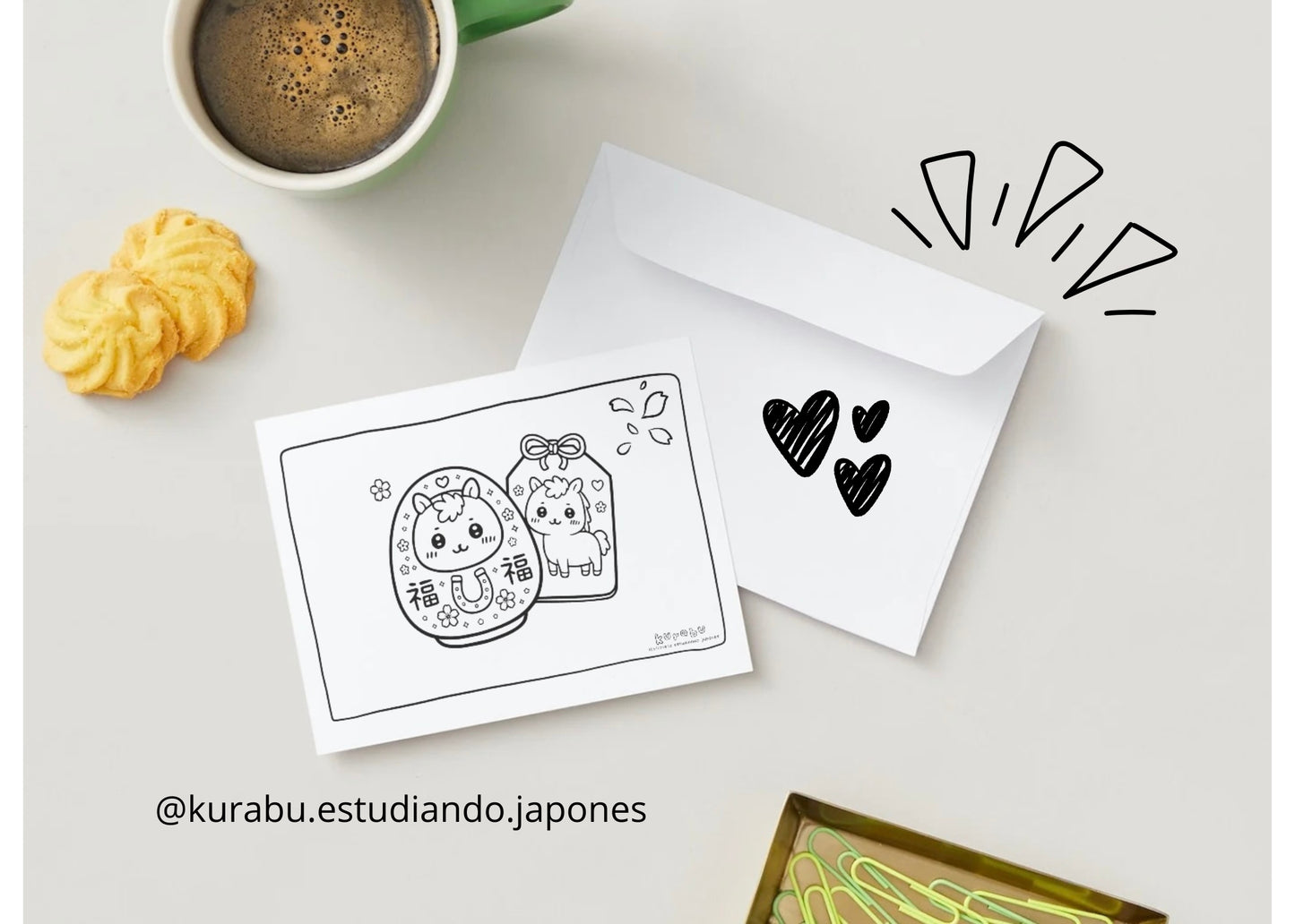 ✨ Postales para Colorear – Año Nuevo Japones - 2026 Año del Caballo - PDF 🎄🖍️