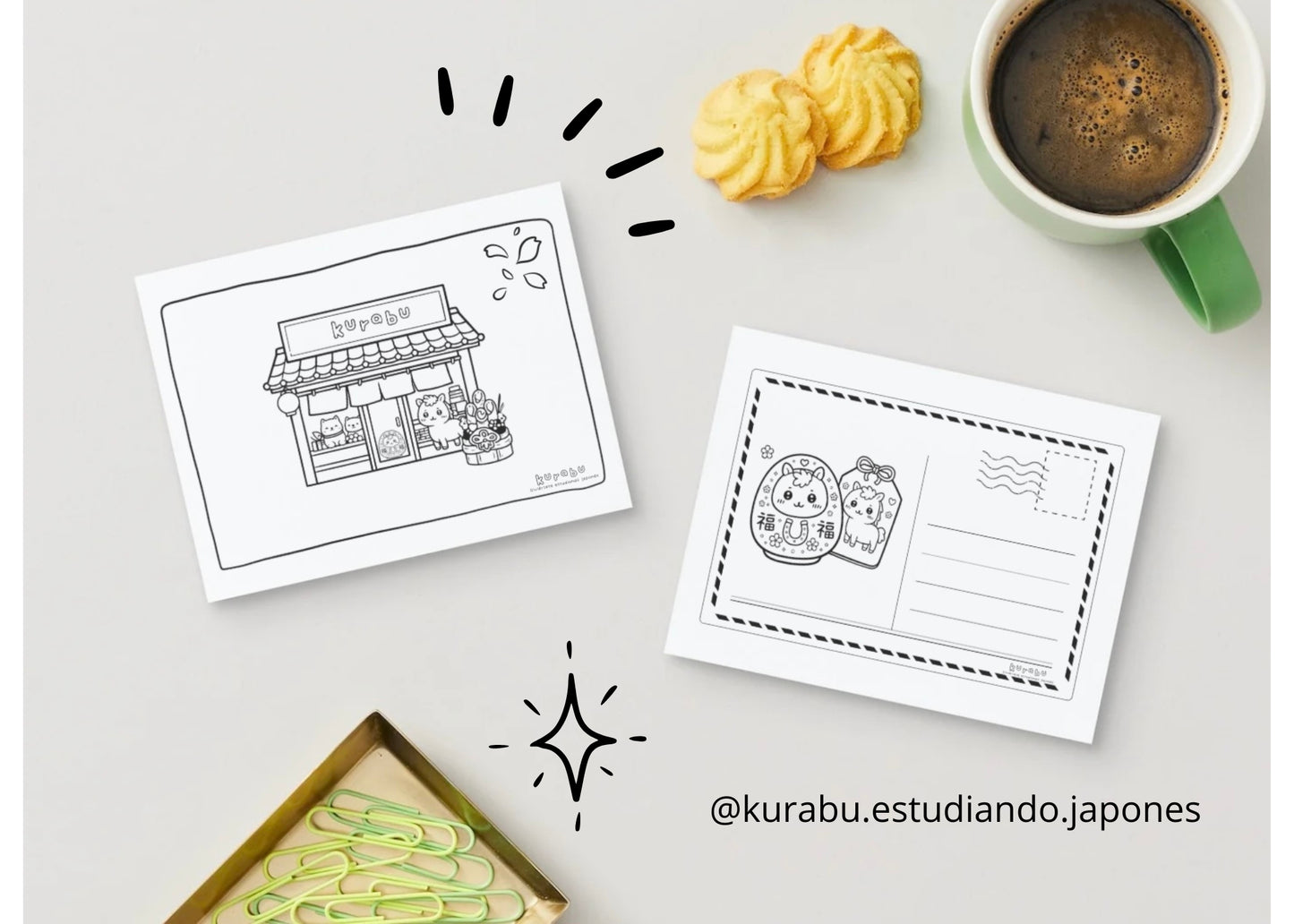 ✨ Postales para Colorear – Año Nuevo Japones - 2026 Año del Caballo - PDF 🎄🖍️